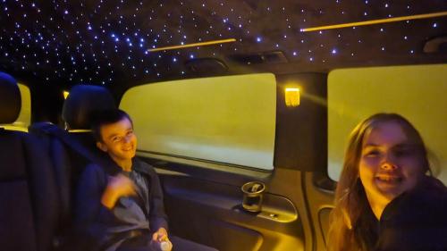 Swanky taxi from airport...with LED "stars" overhead